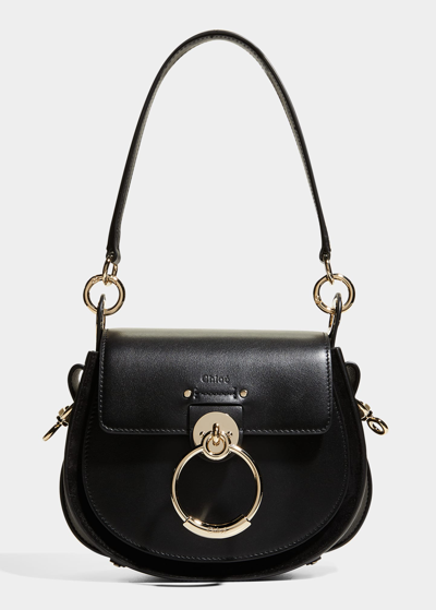 Chloé Tess Small Crossbody Bag In Leather In Black