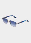 Dita Men's Meta Evo One Rimless Rectangle Sunglasses In Silver Blue
