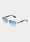 Dita Men's Meta Evo One Rimless Rectangle Sunglasses In Gold Artic Swirl