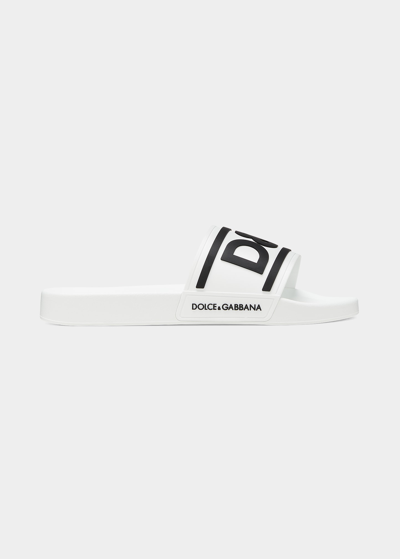 DOLCE & GABBANA MEN'S LOGO POOL SLIDES