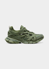 Balenciaga Men's Track.2 Open Caged Nylon Sneakers In Kaki/noir