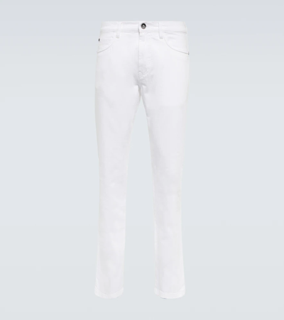Loro Piana Slim-fit Linen-blend Twill Trousers In White