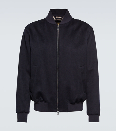 Loro Piana Ivy Cashmere Bomber Jacket In Blue Navy