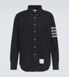 Thom Browne Flannel 4-bar Shirt In Navy