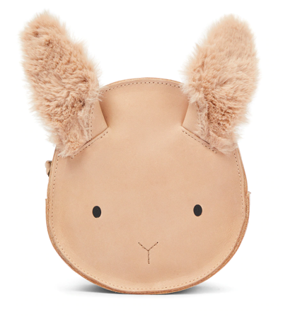 Donsje Kids' Kapi Faux Fur And Leather Backpack In Grey