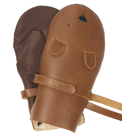Donsje Kids' Kapi Leather Mittens In Brown