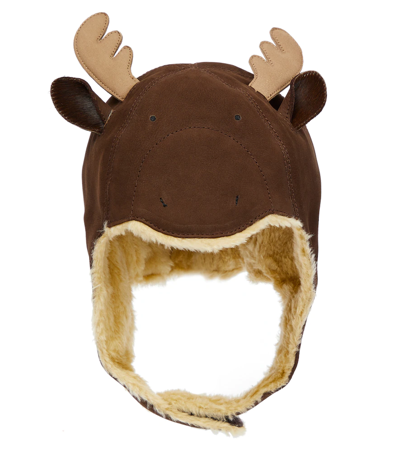 Donsje Kids' Antlers Leather Hat In Chocolat Nubuck