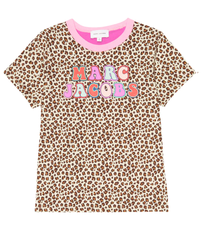 Marc Jacobs Kids' Neutral Leopard Logo Print T-shirt In Brown