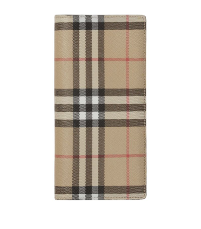 Burberry Beige E-canvas Vintage Check Continental Wallet In Archive Beige