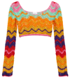 Anna Kosturova Chevron Crochet Crop Top In Multi Chevron
