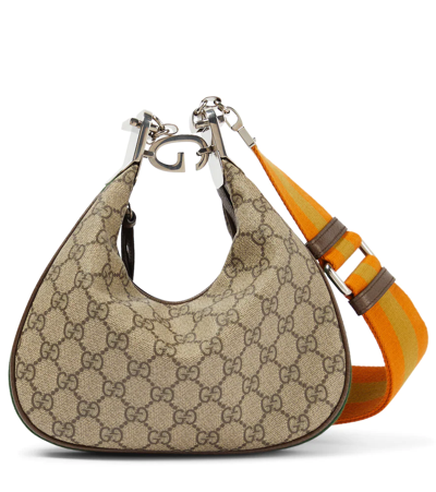 Gucci Attache Gg Supreme Hobo Bag In Beige,ebony