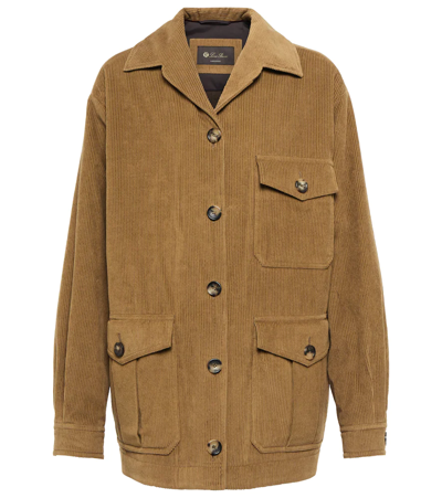 Loro Piana Loran Cotton Corduroy Buttoned Jacket In Tobacco Paper