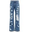 DOLCE & GABBANA DISTRESSED MID-RISE WIDE-LEG JEANS