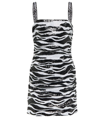 Dolce & Gabbana Animal Print Zebra Dress Woman Mini Dress Black Size 6 Viscose In Multicolor