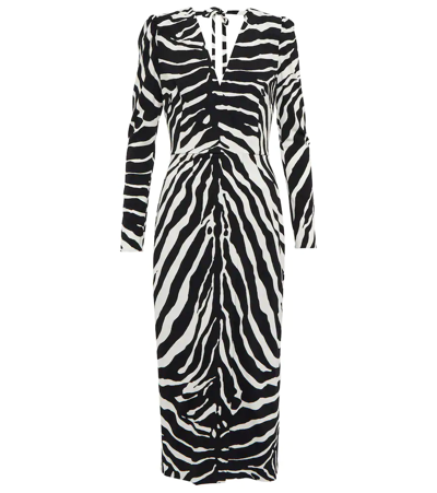 Dolce & Gabbana Zebra Print Viscose-blend Long Dress In Black