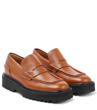 Dries Van Noten Leather Loafers In Tan