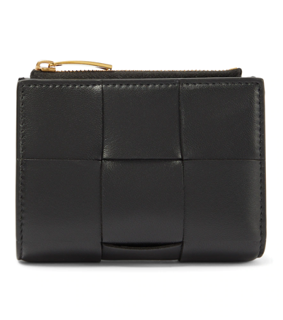 Bottega Veneta Intreccio Leather Bifold Wallet In Black