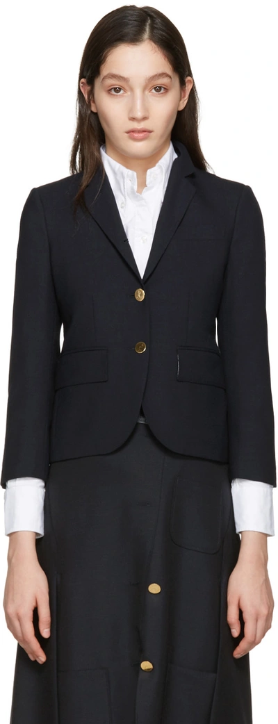 Thom Browne Classic Single Breasted Sport Coat In Navy 2-ply Wool Fresco In Blue