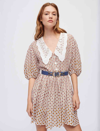 Maje Romelange Geometric-print Linen Mini Dress In Tiles Ecru Background