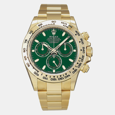 Pre-owned Rolex Green 18k Yellow Gold Cosmograph Daytona 116508 Men's Wristwatch 40 Mm