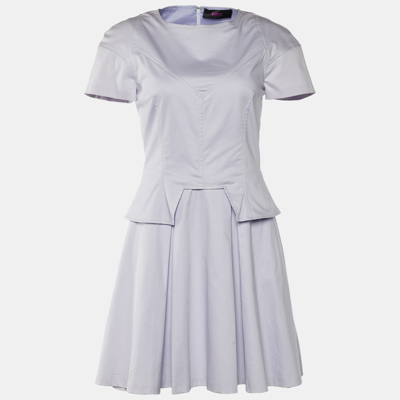 Pre-owned Versus Pale Lilac Cotton Pleated Dress S In Purple