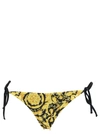 Versace Barocco-print Side-tie Bikini Bottoms In Multicolor