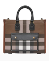 Burberry Freya E-canvas Check Tote Bag In Dark Birch