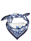 Dolce & Gabbana Majolica Printed Finished Edge Twill Scaf In Blue