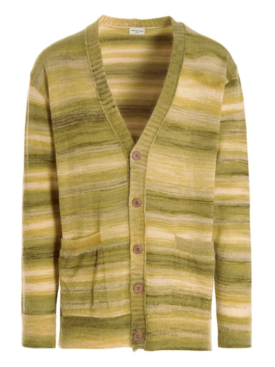 Dries Van Noten Yellow Mohair Stripe Cardigan In 202 Yellow