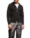 Moncler Men's Logo-tape Fleece Zip Hoodie In Black