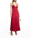 Rebecca Taylor Ruched Mesh Maxi Dress In Hibiscus