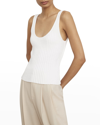 Vince Rib Tie Back Cotton Blend Tank Top In Optic White