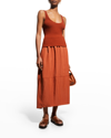 Vince Brown Ribbed Cotton-blend Tank In Rust Amber