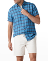 Rodd & Gunn Delaware Stream Linen Short Sleeve Button-up Shirt In Cyan