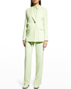 Lafayette 148 Gates Straight-leg Crepe Pants In Mint