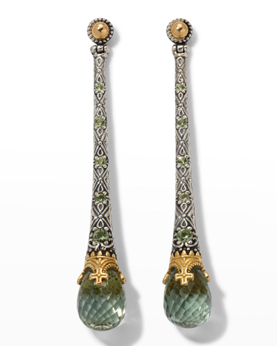 Konstantino Silver And Gold Green Amethyst Earrings