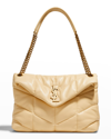 Saint Laurent Loulou Puffer Medium Ysl Flap Shoulder Bag In Neutrals