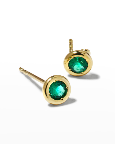 Roberto Coin Yellow Gold Emerald Tiny Stud Earrings In Yg