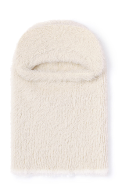 Jacquemus La Cagoule Casquette Plush Balaclava Hat In Off-white