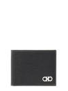 Ferragamo Textured Leather Wallet With Logo In Black