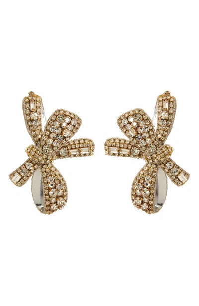 Oscar De La Renta Crystal Bow Drop Earrings