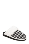 Minnetonka Chesney Mule Slipper In Black-white Check