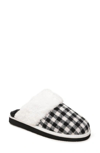 Minnetonka Chesney Mule Slipper In Black-white Check