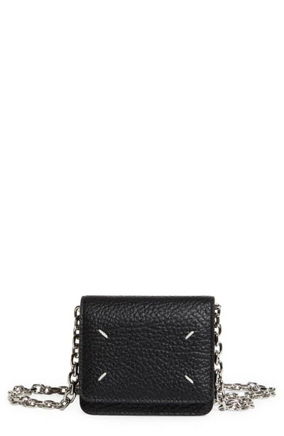 Maison Margiela Small Leather Chain Wallet Bag In Black