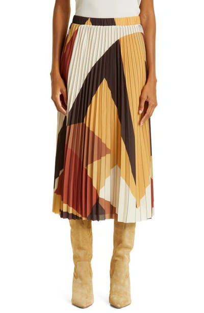 Ba&sh Donie Colourblock Pleated Midi Skirt In Camel