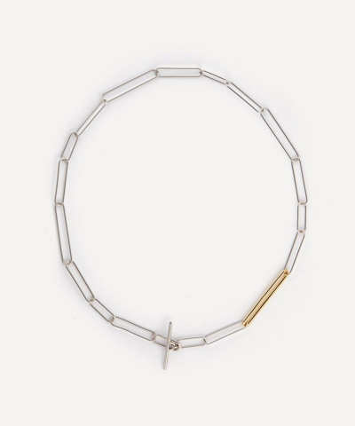 Otiumberg Mixed Metal Paperclip Link Chain Necklace In Silver
