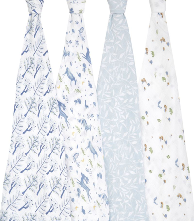 Aden + Anais Outdoor Swaddles (set Of 4) In Blue