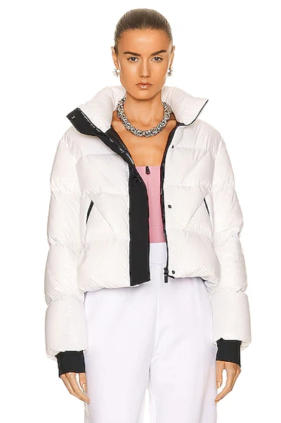 Moncler Claret Cropped Down Puffer Jacket In White