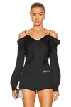 Simkhai Haley Off-the-shoulder Woven Top In Black