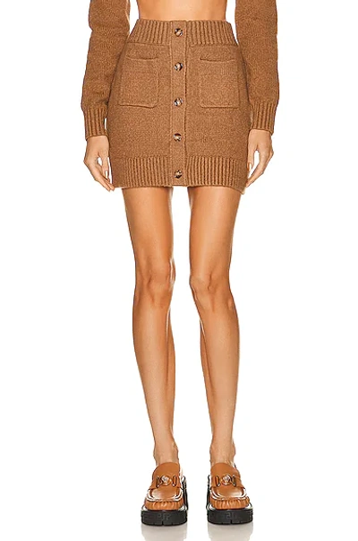 Burberry Cotton Mini Skirt With Monogram Embroidery In Brown